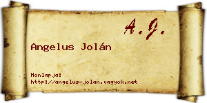 Angelus Jolán névjegykártya